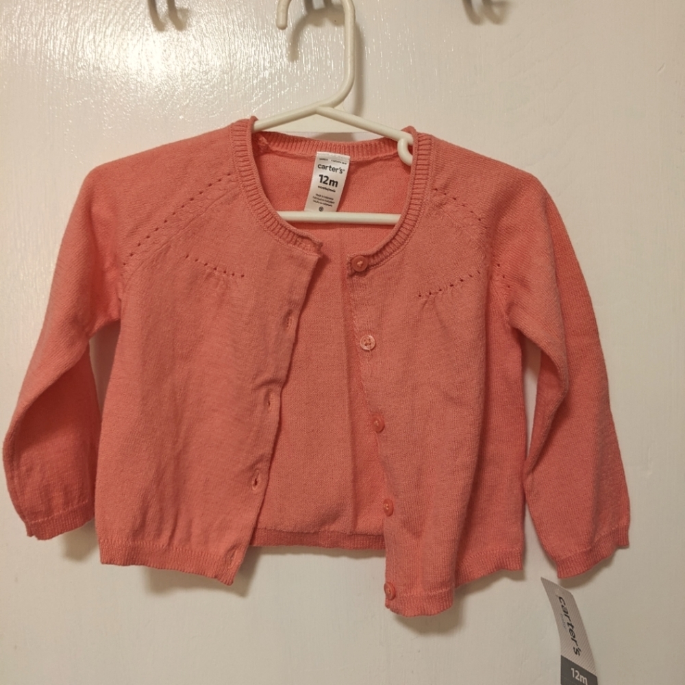 NWT Carter's coral sweater (12mo)